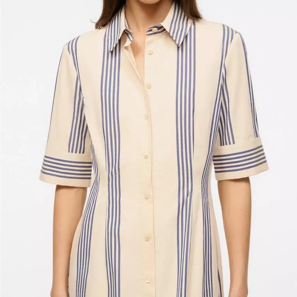New STAUD Joan Cotton Maxi Dress Marine Bayadere Stripe cream and Blue sz 8 - Picture 3 of 12